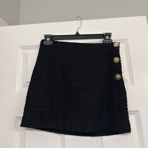 Zara Tweed Black Mini Skirt with Gold Buttons